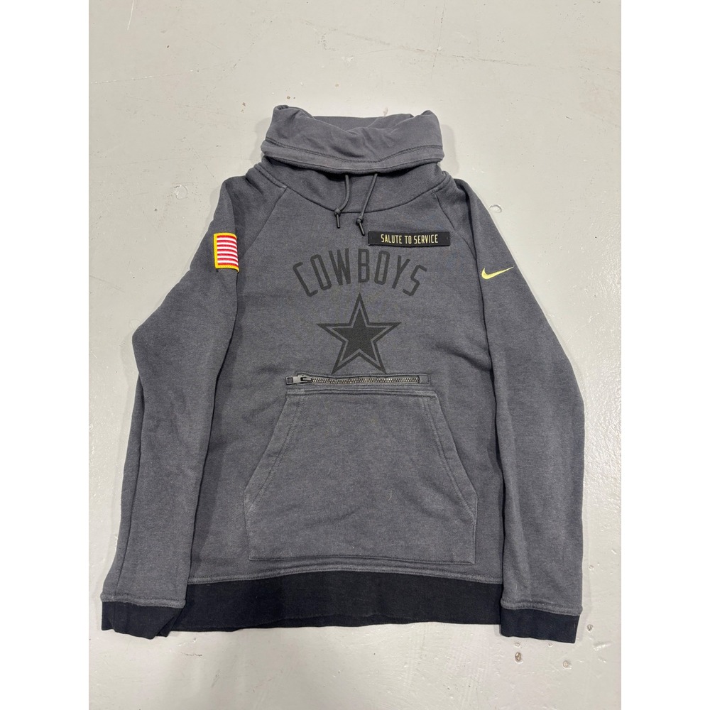 Nike NFL Dallas Cowboys Salute to Service Hoodie‎ Grey Funnel Neck Womens Medium